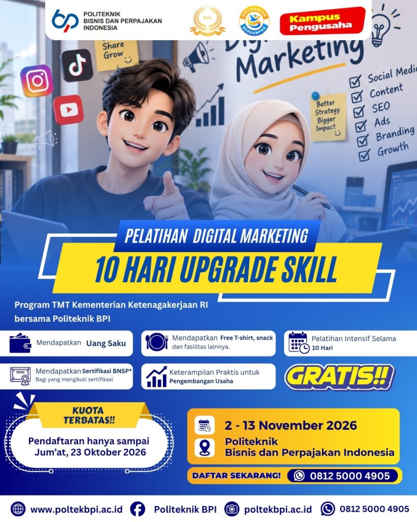 LPPM Politeknik BPI Gelar Pelatihan Digital Marketing untuk Civitas Academica, Dukung Pencapaian SDGs 4,8, dan 9.